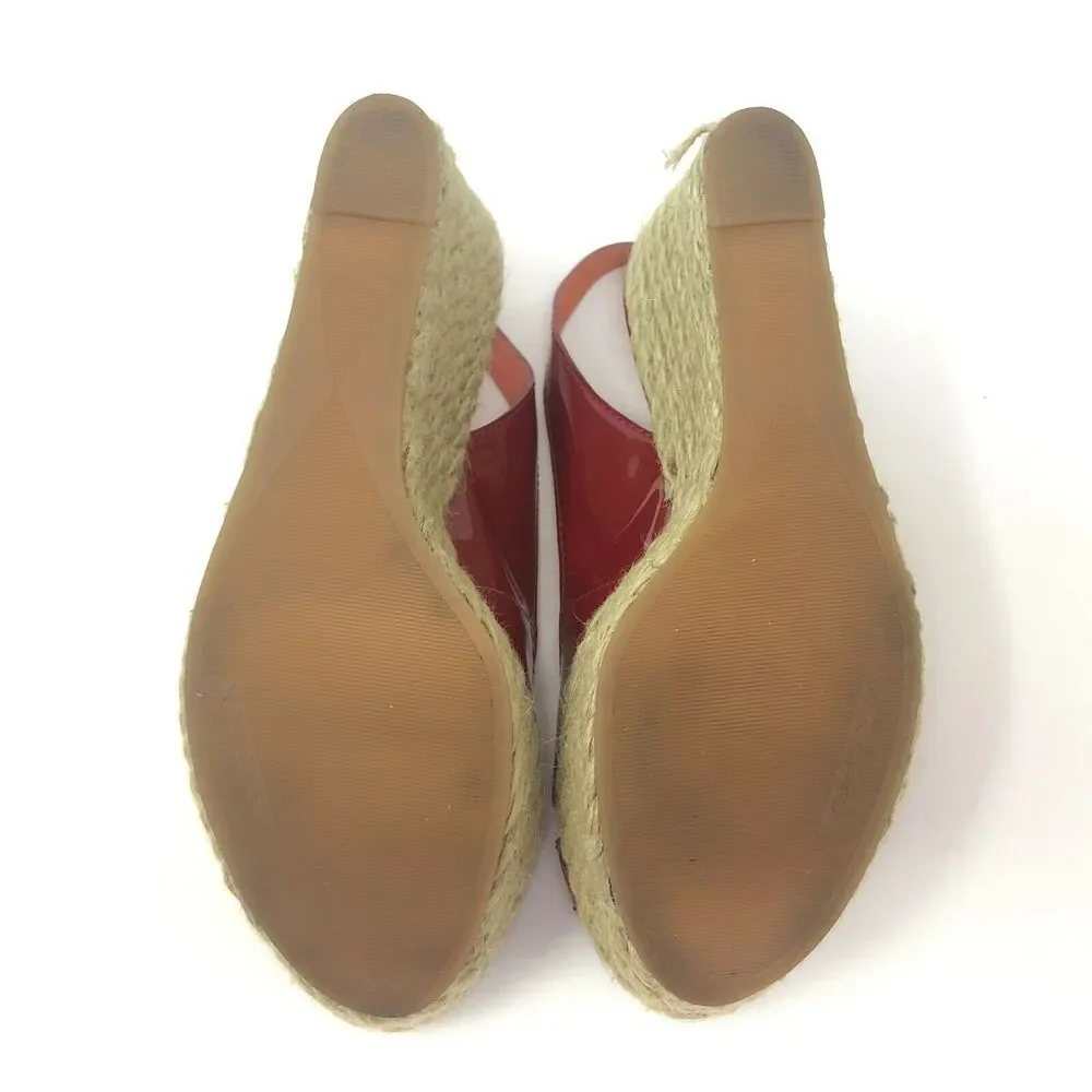 Via Spiga Shoes 8.5 Women's Espadrille Wedge Red Patent Platform‎ Slingback